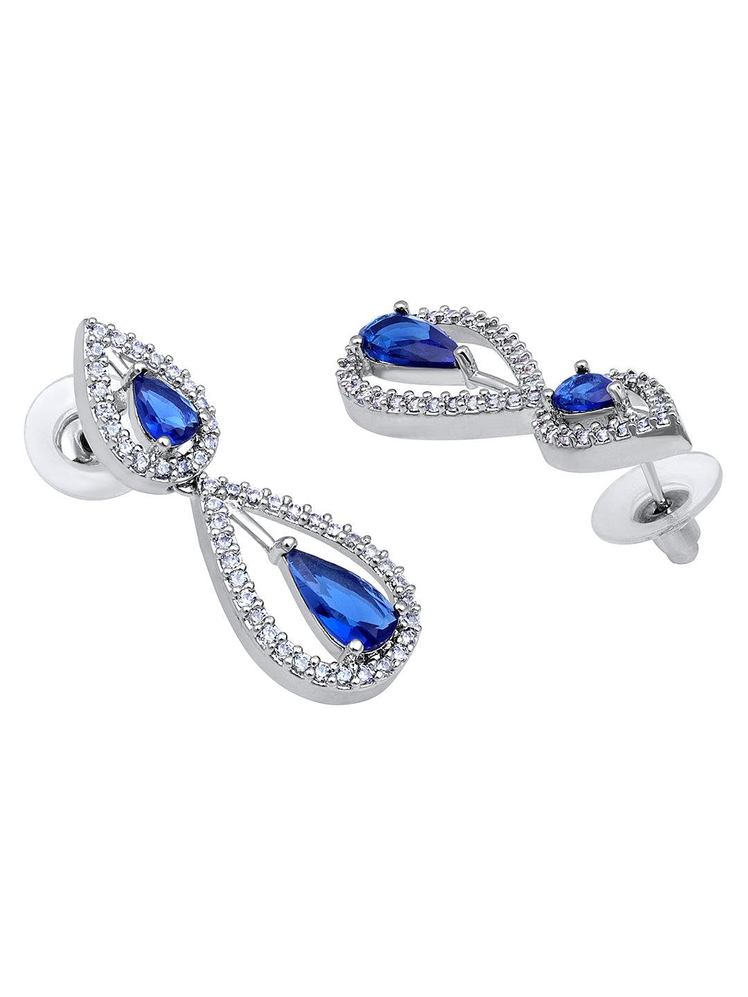 Midnight Radiance: Rhodium-Plated Choker & Earring Set - ASMITTA Jewellery