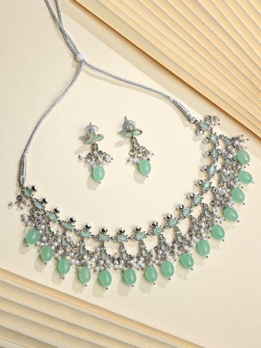 Aqua Elegance Choker Set - ASMITTA Jewellery