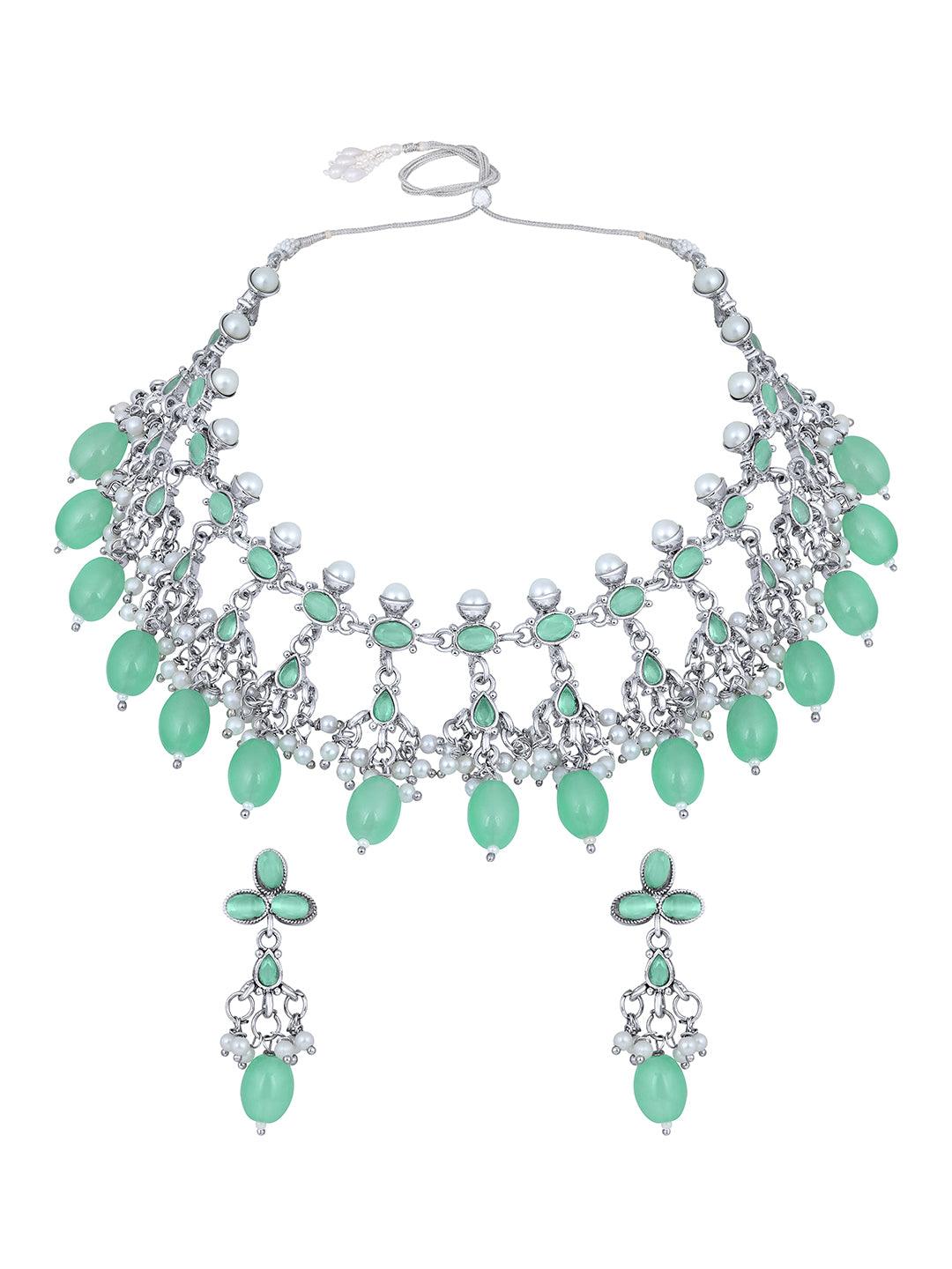 Aqua Elegance Choker Set - ASMITTA Jewellery