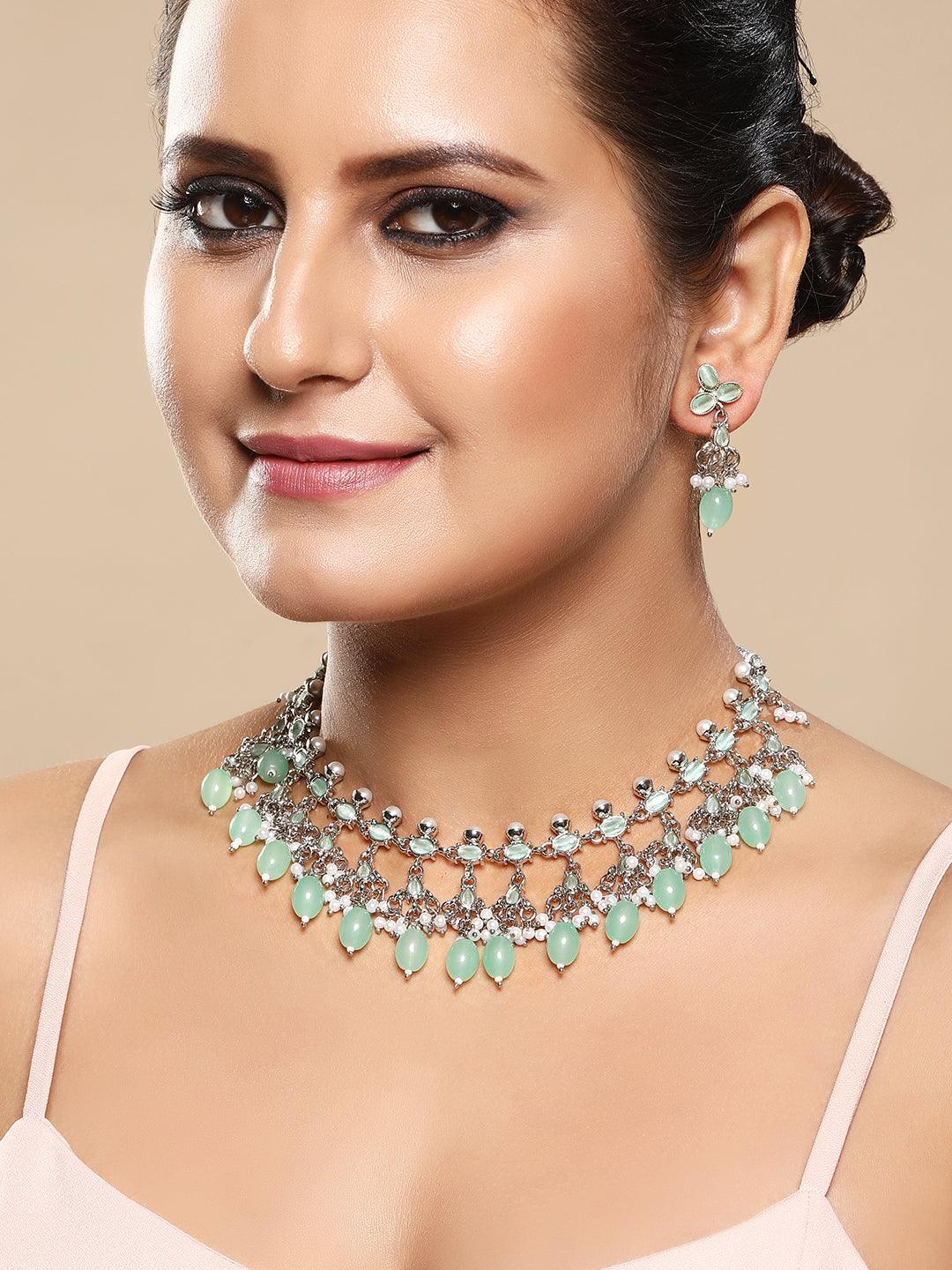 Aqua Elegance Choker Set - ASMITTA Jewellery