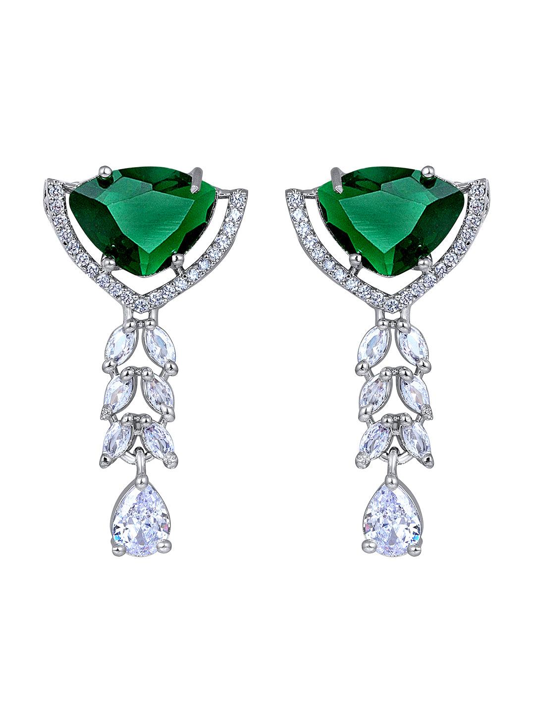 Verdant Charm: Rhodium-Plated Choker & Earring Set - ASMITTA Jewellery