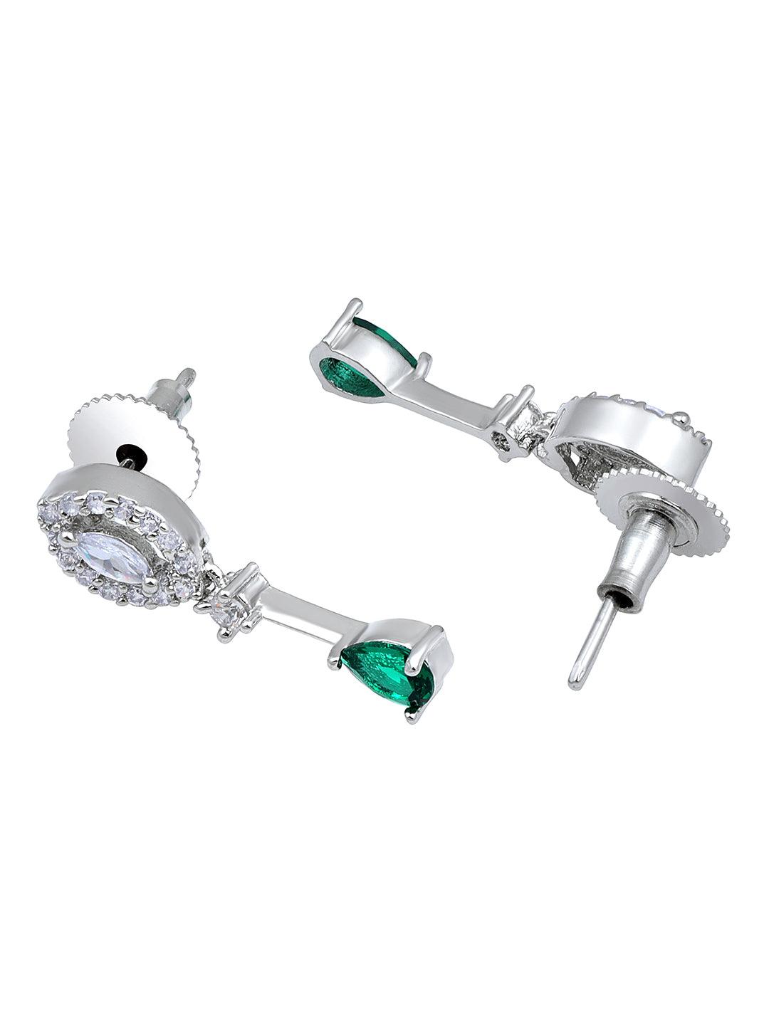Emerald Elegance: Rhodium Choker & Earring Set - ASMITTA Jewellery