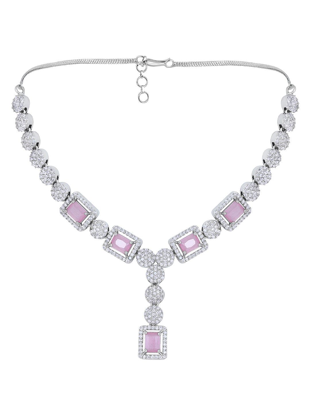 Romantic Glow: Rhodium-Plated Choker & Earring Set - ASMITTA Jewellery