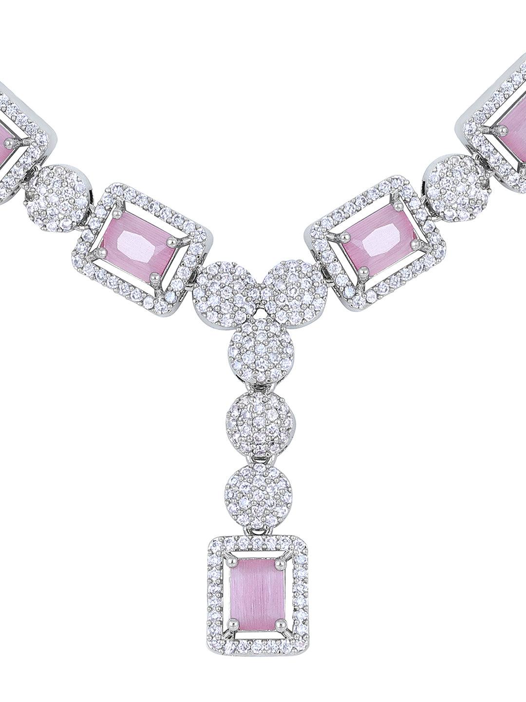 Romantic Glow: Rhodium-Plated Choker & Earring Set - ASMITTA Jewellery