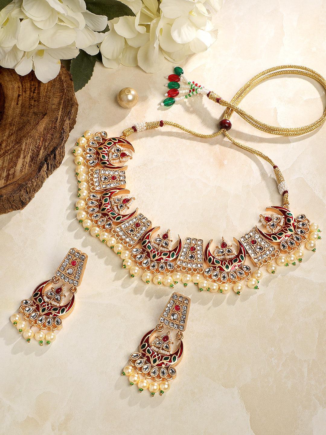 Ethereal Meenakari Choker Set - ASMITTA Jewellery