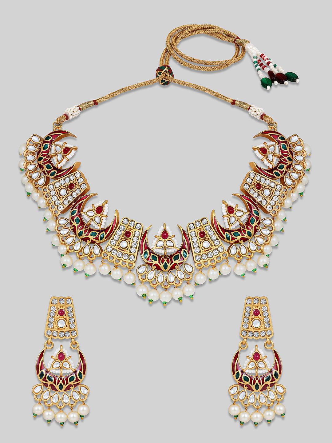 Ethereal Meenakari Choker Set - ASMITTA Jewellery