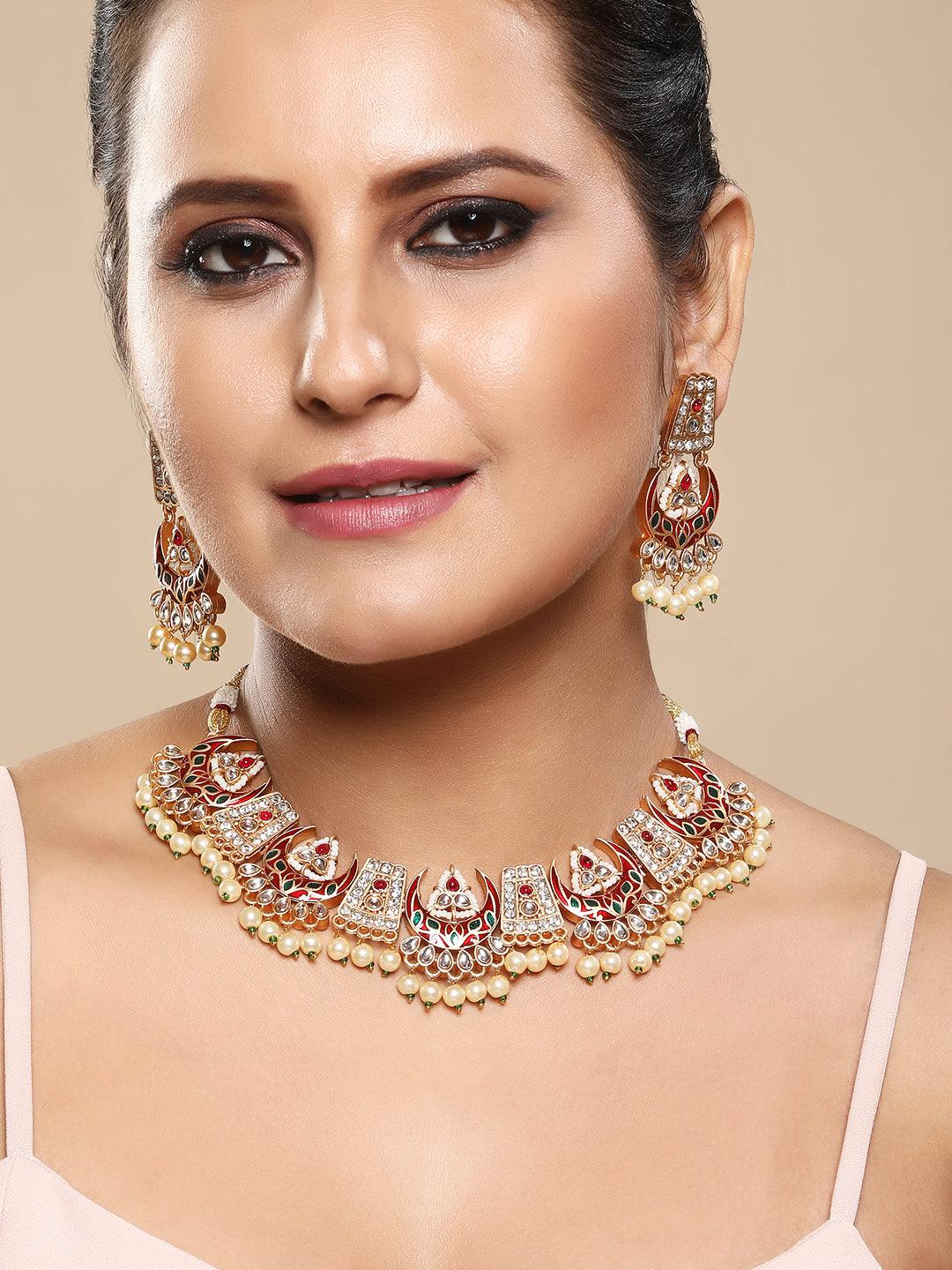 Ethereal Meenakari Choker Set - ASMITTA Jewellery