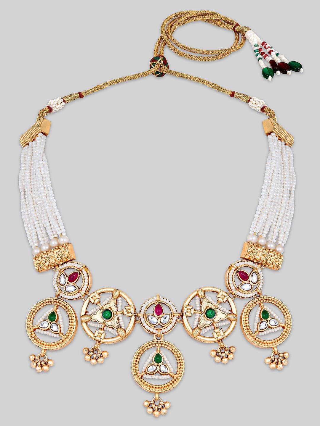 Gold Plated Austrian Ethnic Choker Jewellery Set - ASMITTA Jewellery