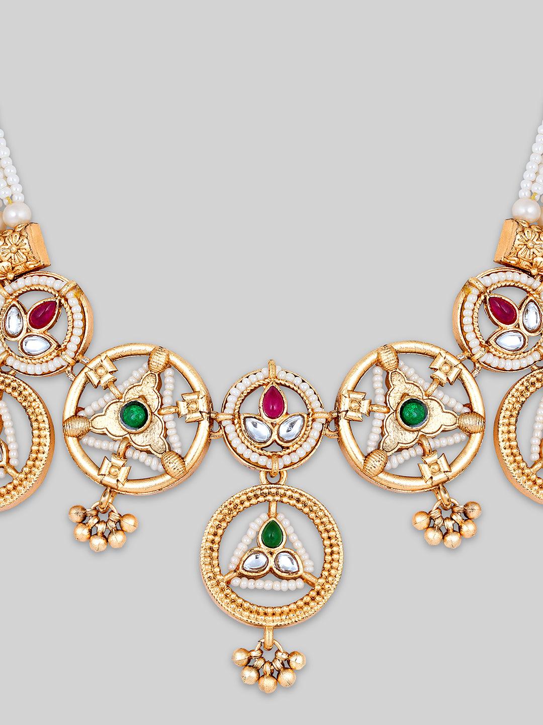 Gold Plated Austrian Ethnic Choker Jewellery Set - ASMITTA Jewellery