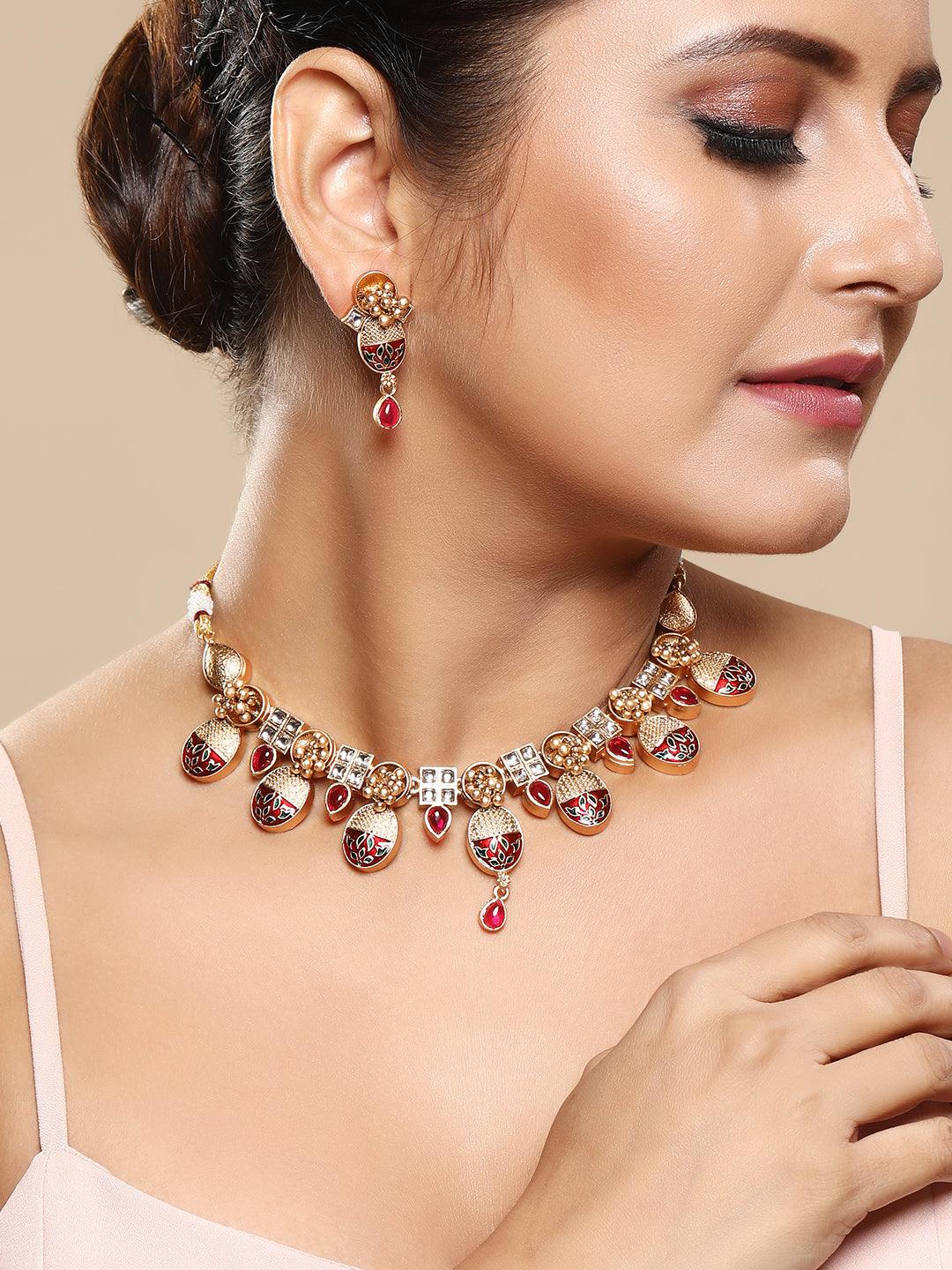 Radiant Meenakari Choker Set - ASMITTA Jewellery