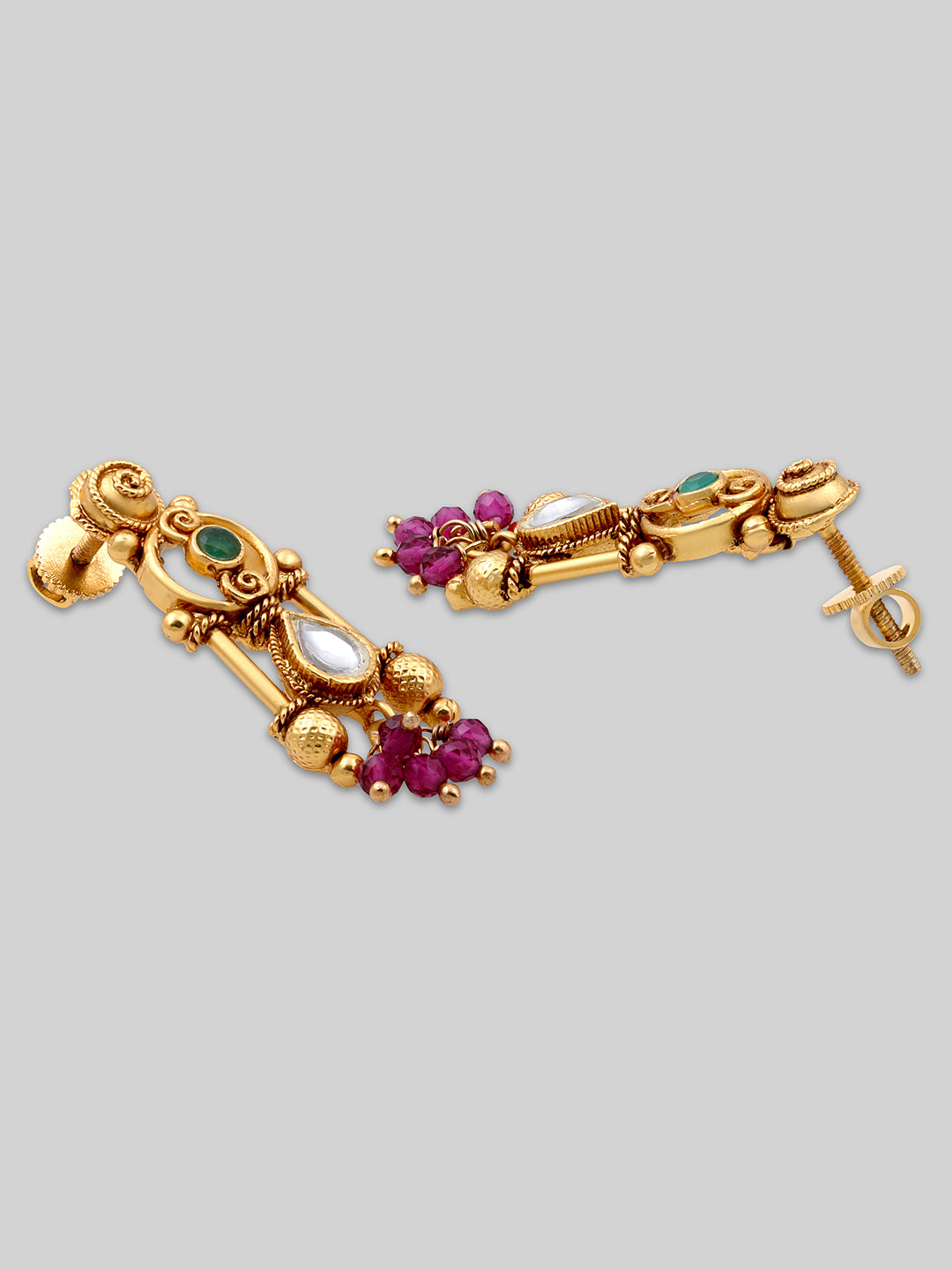 Gold-Plated Kundan Necklace Setwith Drop Earring