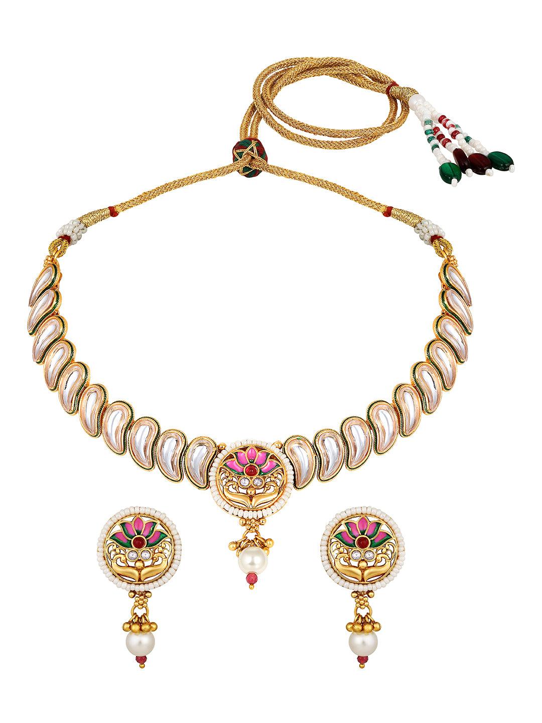 Meenakari Charm Choker Set - ASMITTA Jewellery