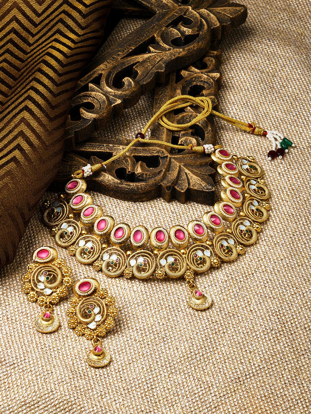 Regal Peacock Kundan Choker Set - ASMITTA Jewellery