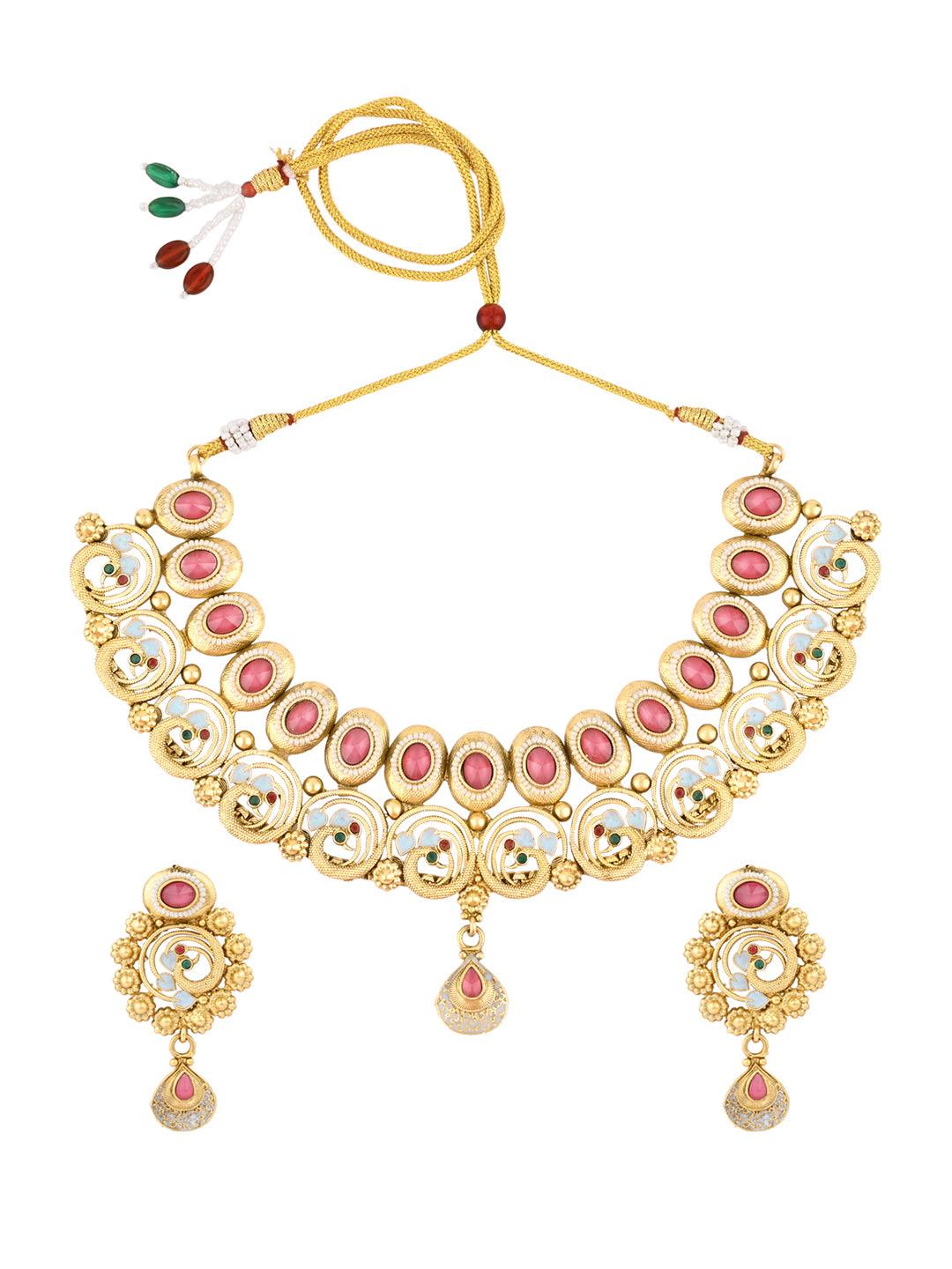 Regal Peacock Kundan Choker Set - ASMITTA Jewellery