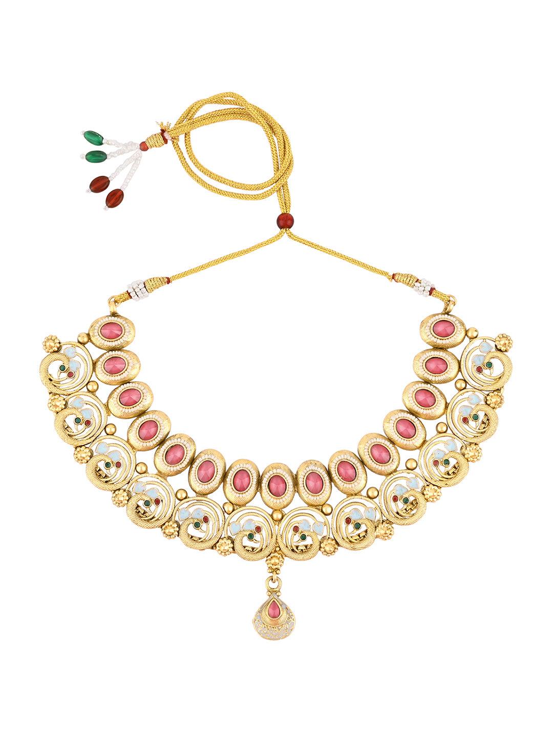 Regal Peacock Kundan Choker Set - ASMITTA Jewellery