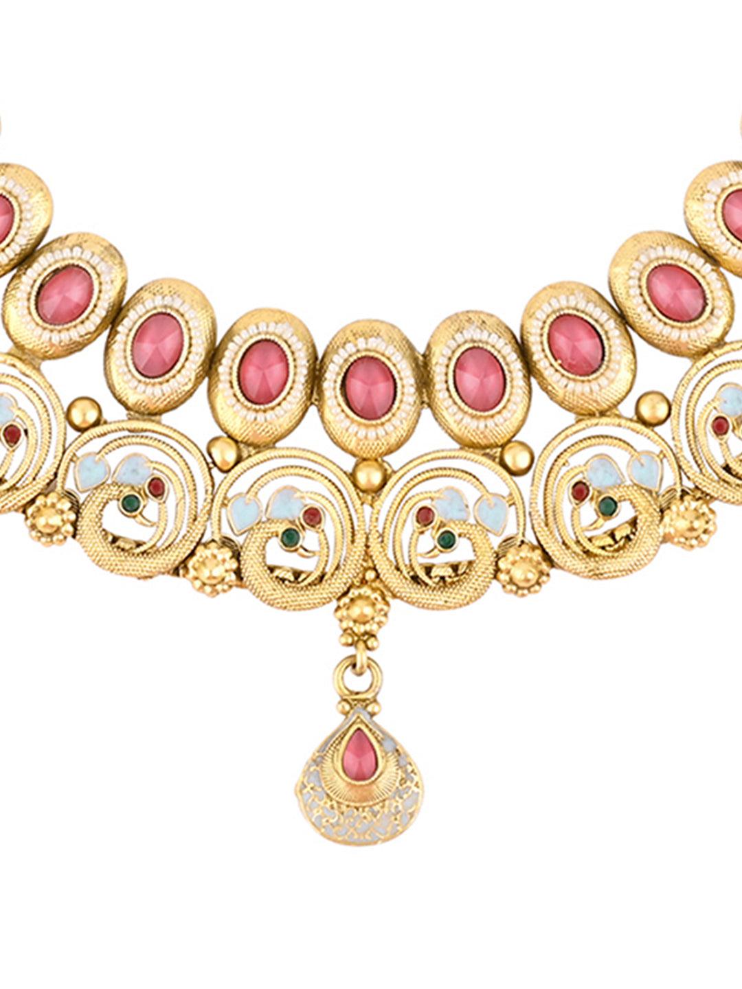 Regal Peacock Kundan Choker Set - ASMITTA Jewellery
