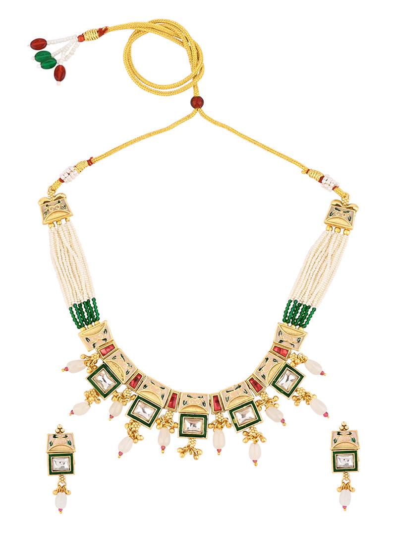 Regal Peacock Kundan Choker Set - ASMITTA Jewellery
