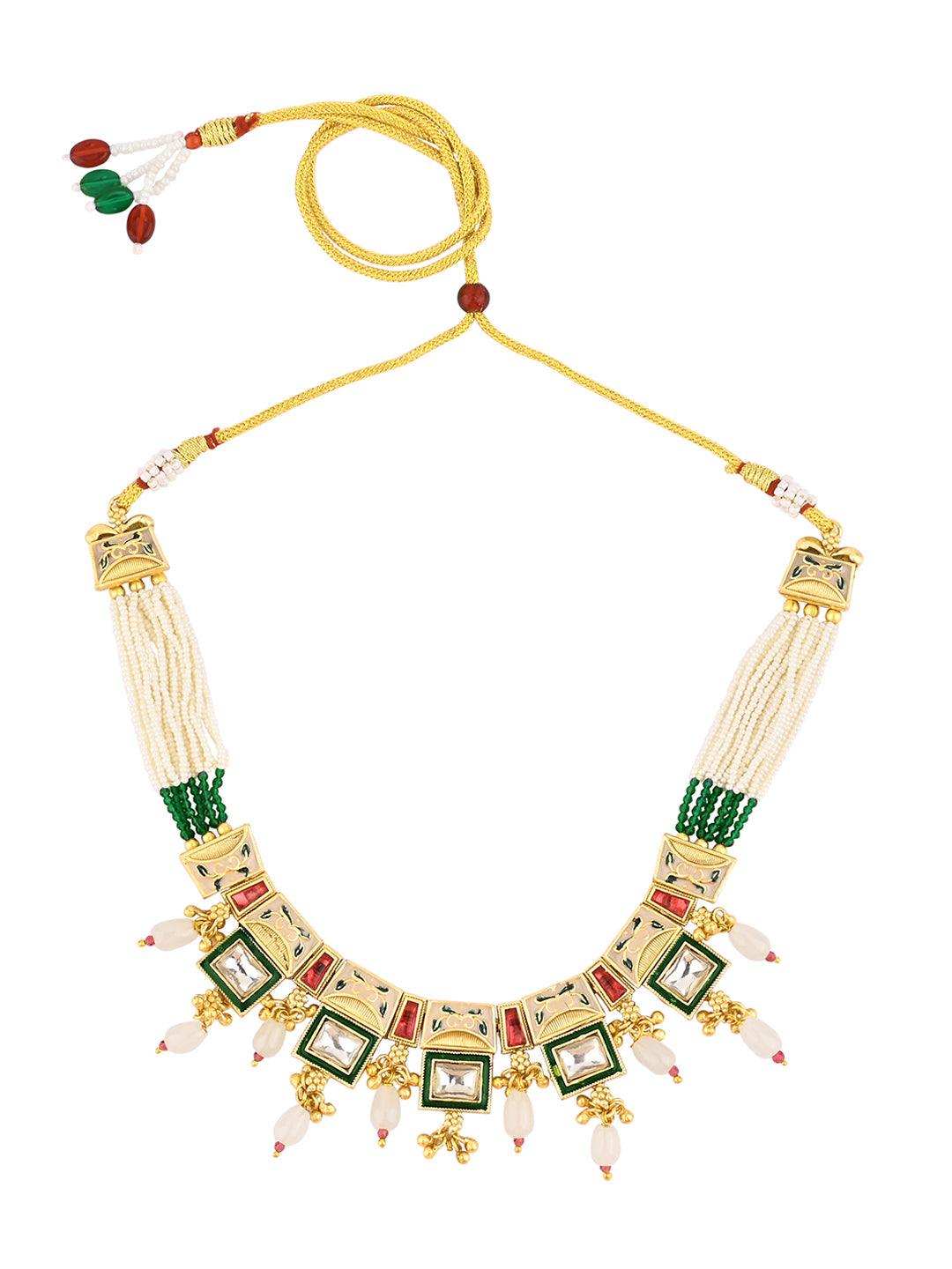 Regal Peacock Kundan Choker Set - ASMITTA Jewellery