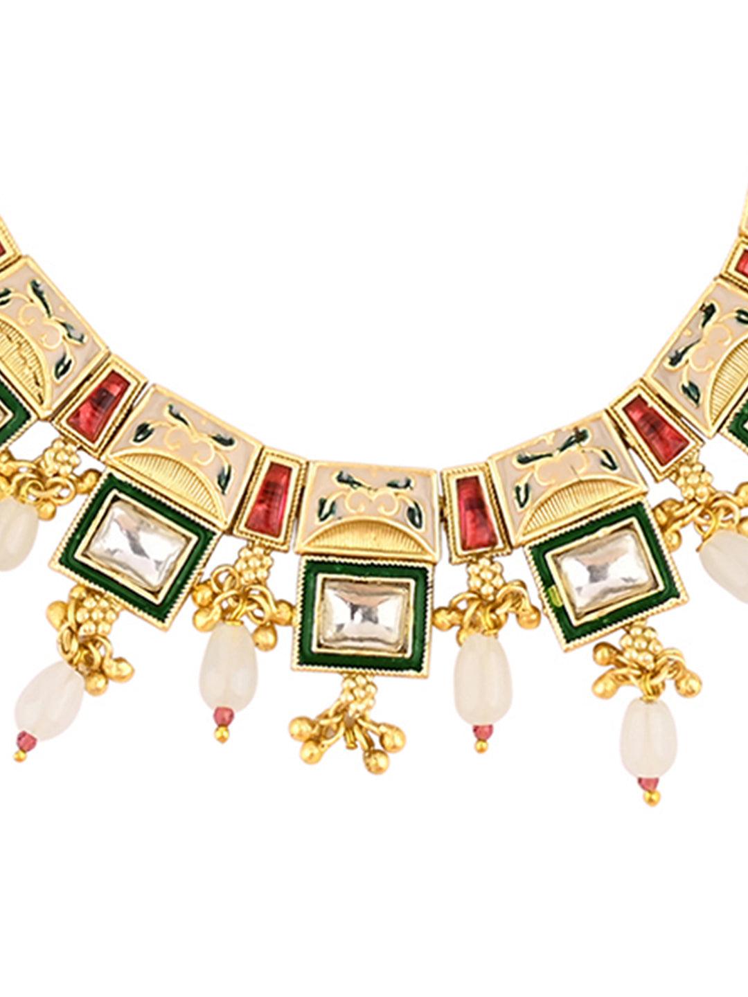 Regal Peacock Kundan Choker Set - ASMITTA Jewellery