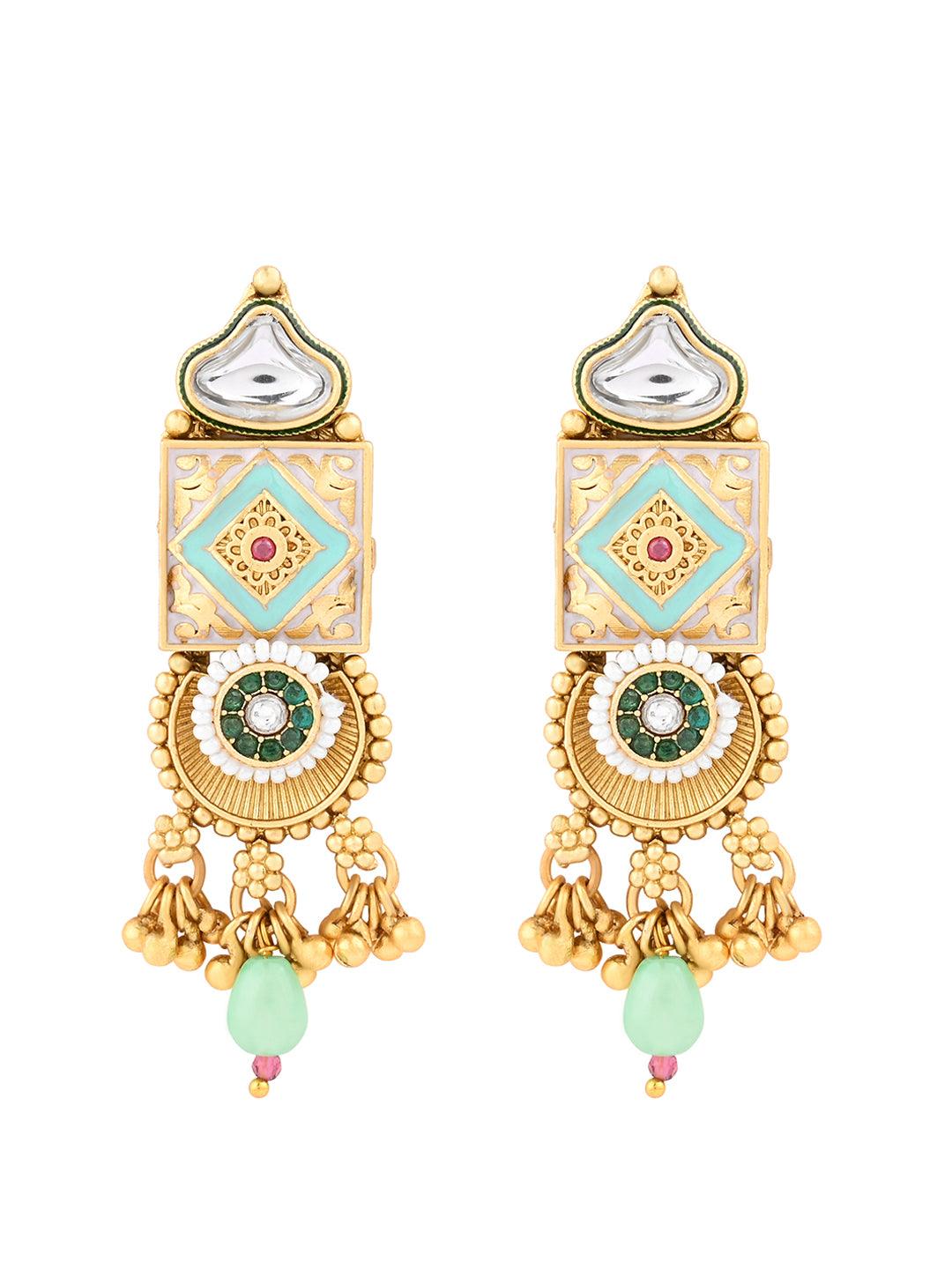 Regal Peacock Elegance: Kundan & Meenakari Choker Set - ASMITTA Jewellery