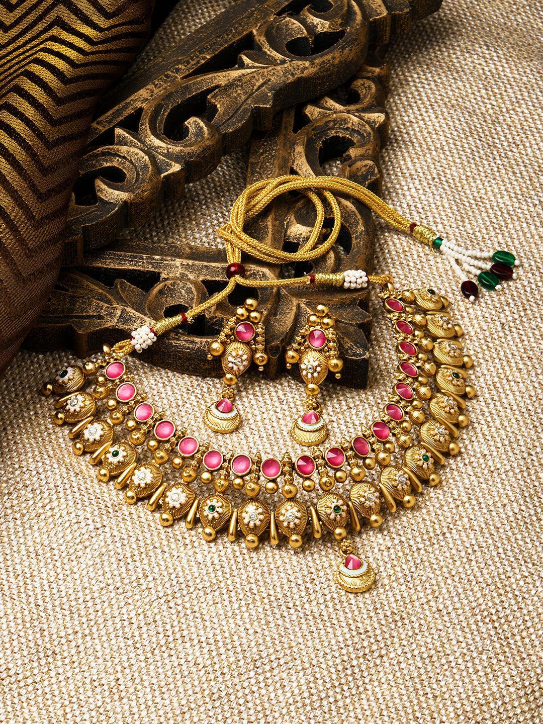 Regal Kundan Meenakari Choker Set - ASMITTA Jewellery