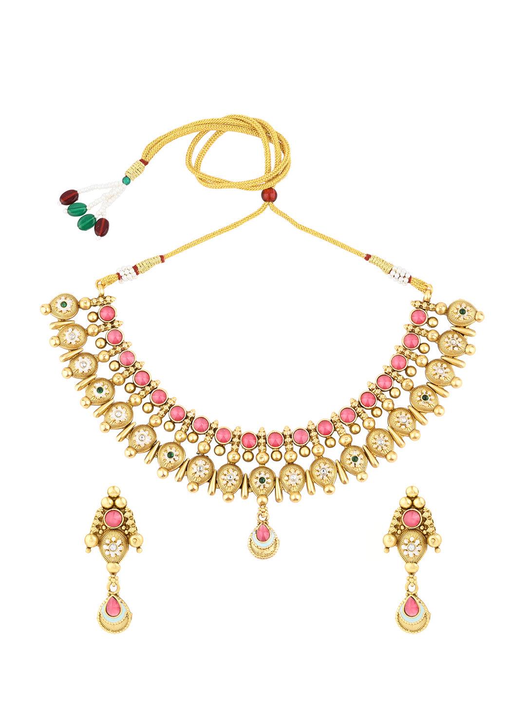 Regal Kundan Meenakari Choker Set - ASMITTA Jewellery