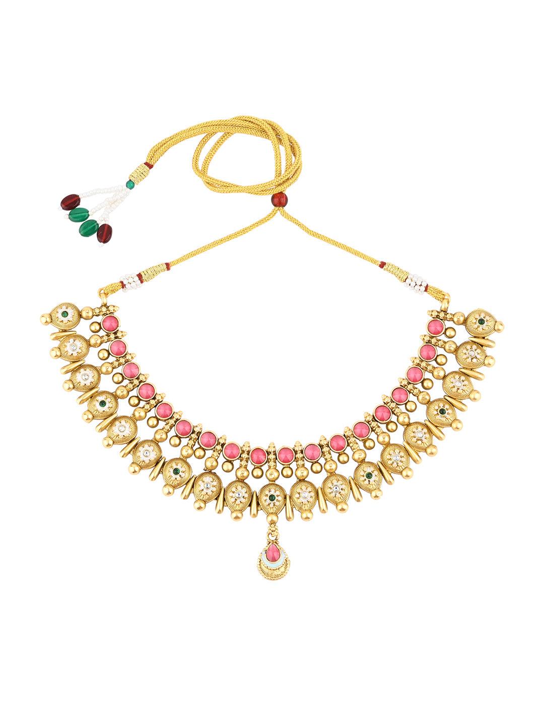 Regal Kundan Meenakari Choker Set - ASMITTA Jewellery