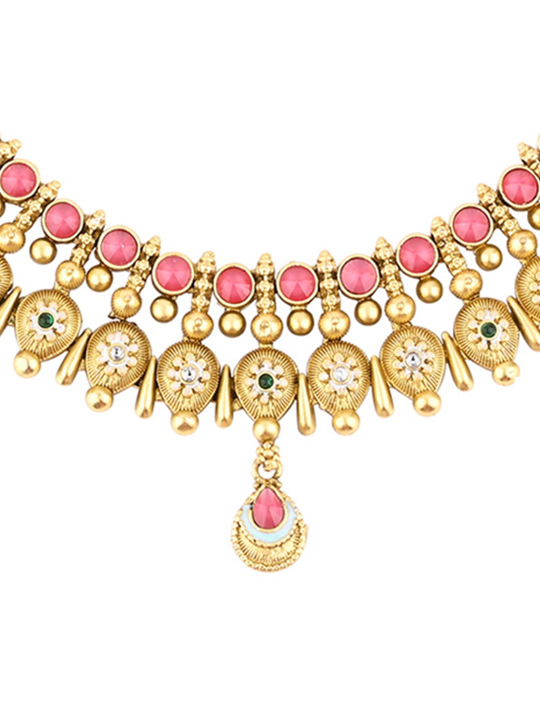 Regal Kundan Meenakari Choker Set - ASMITTA Jewellery