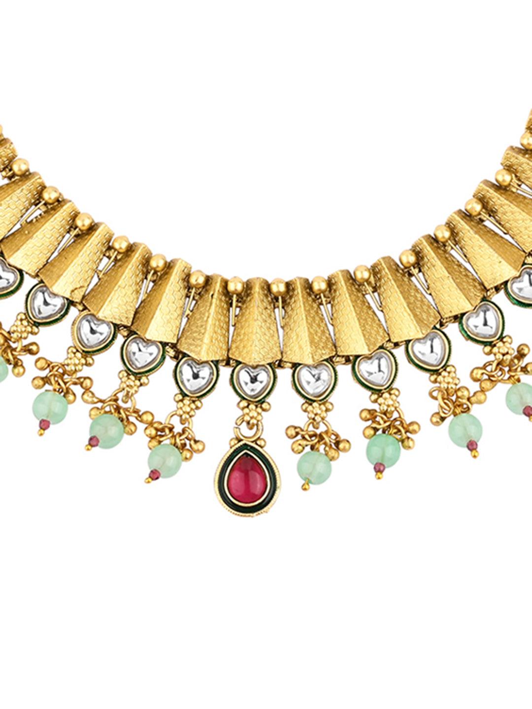 Kundan Studded Traditional Choker Necklace Set - ASMITTA Jewellery