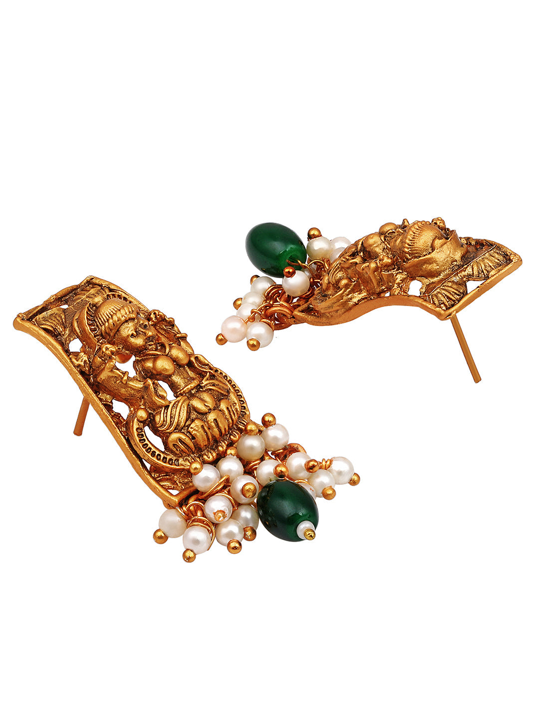 Gold/Multicolor Pearl Gold-Plated Drop Earring