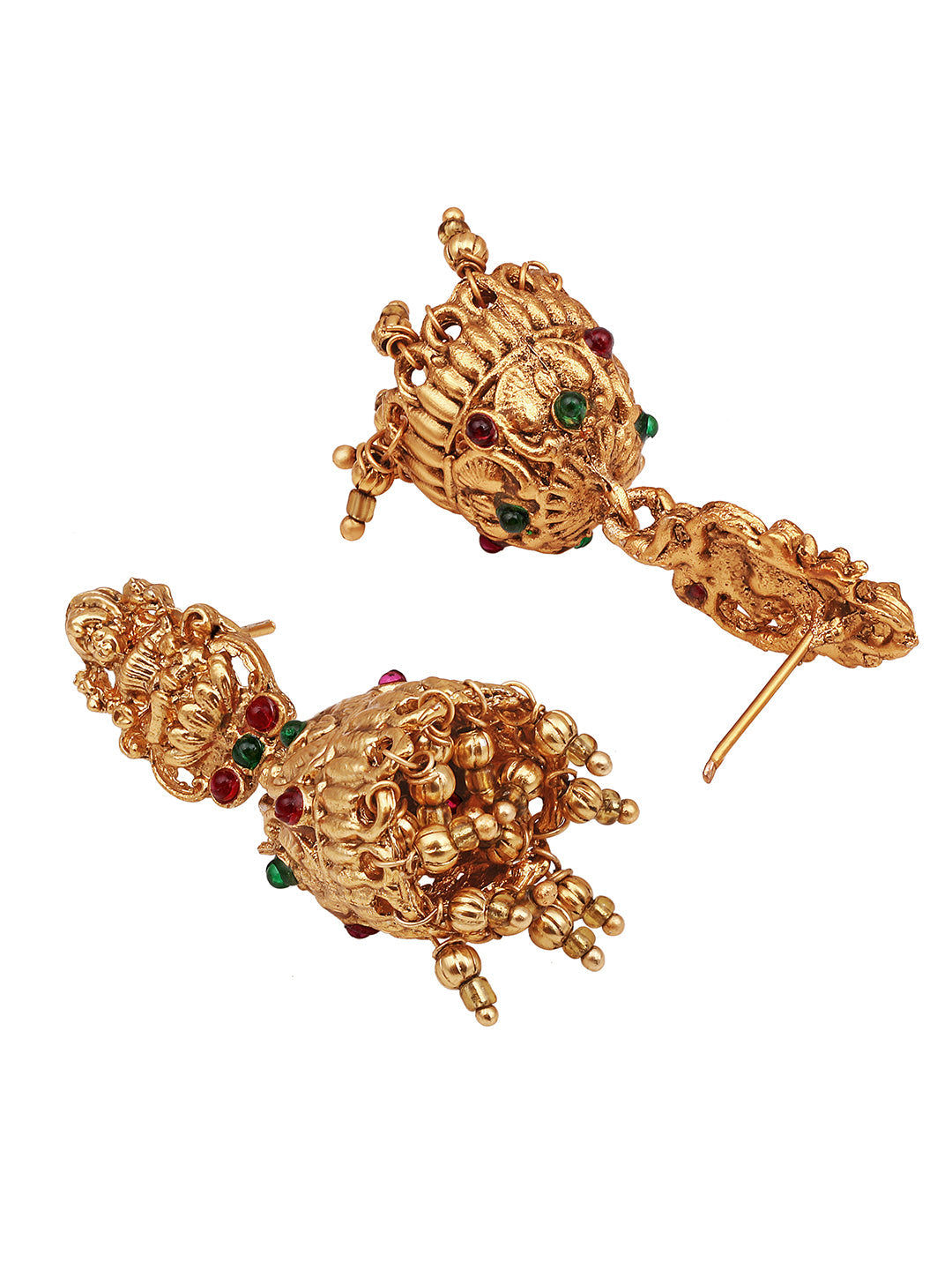 Gold/Multicolor Pearl Gold-Plated Jhumka Earring