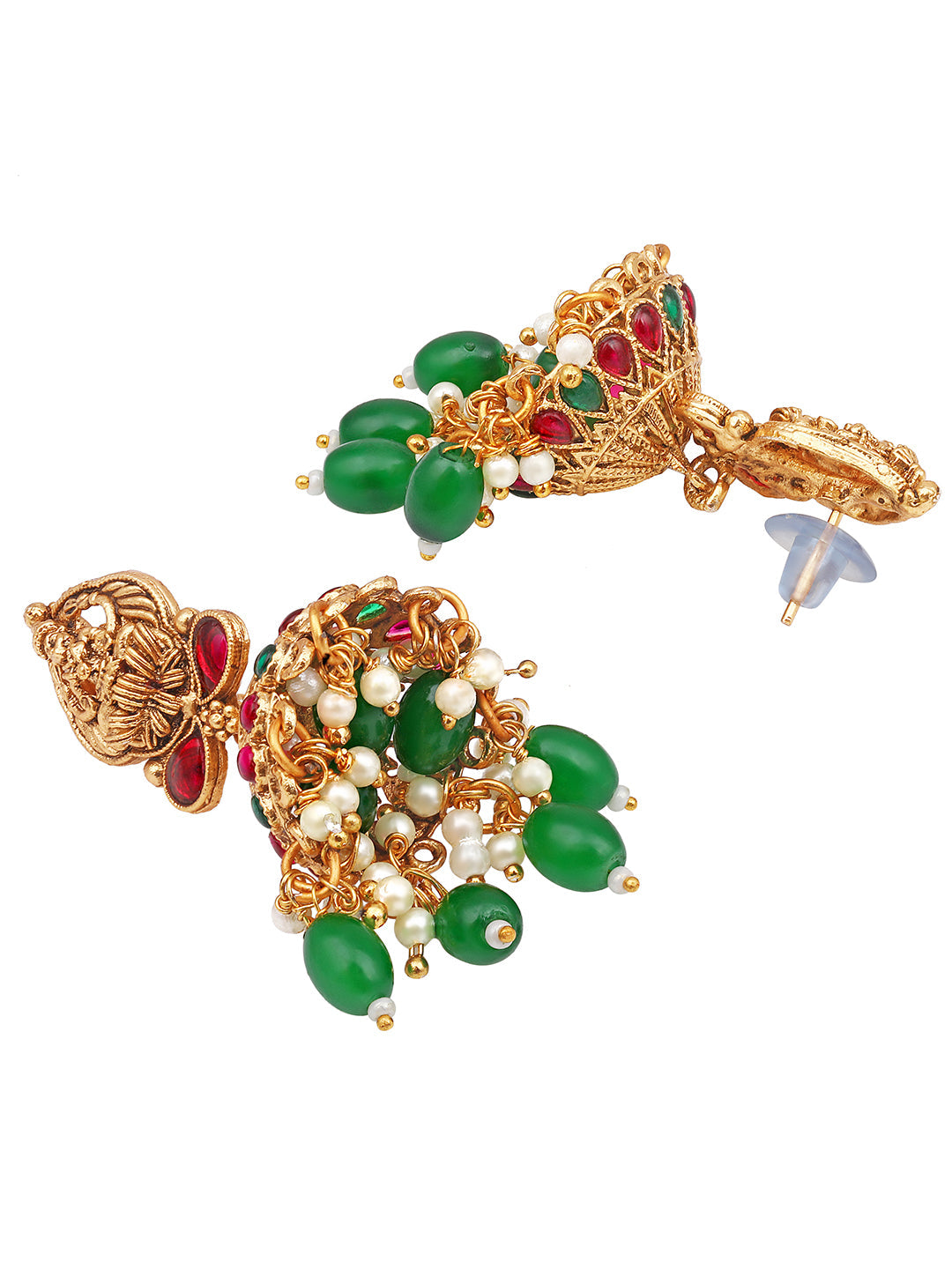 Gold/Multicolor Pearl Gold-Plated Jhumka Earring