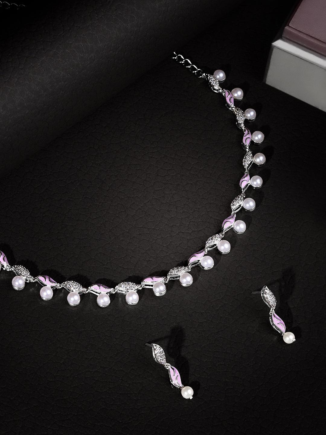 Rhodium Plated Meenakari CZ Choker Set - ASMITTA Jewellery