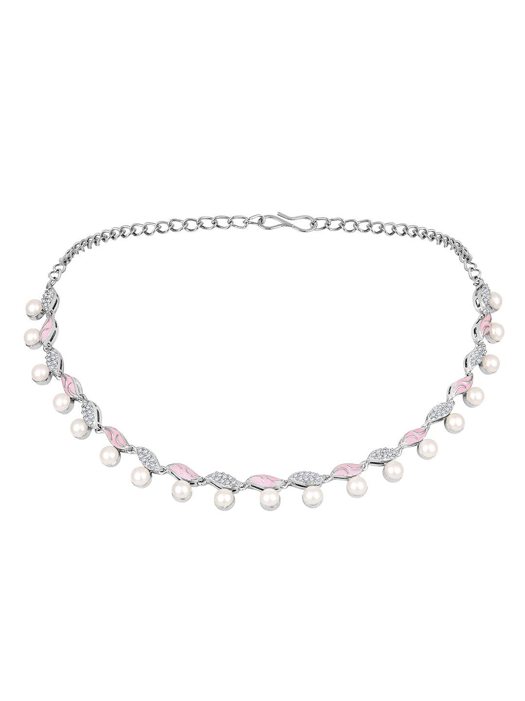 Rhodium Plated Meenakari CZ Choker Set - ASMITTA Jewellery