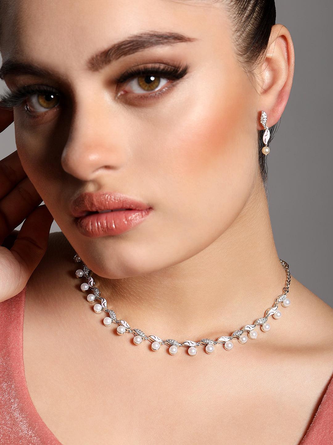 Rhodium Plated Meenakari CZ Choker Set - ASMITTA Jewellery