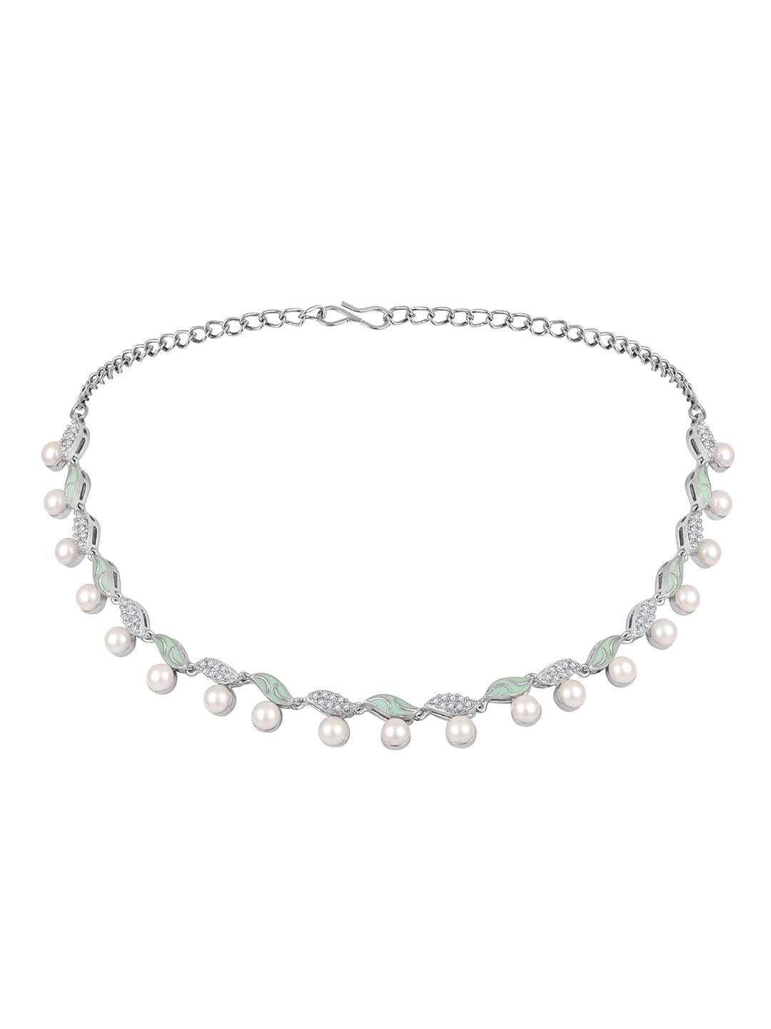 Rhodium Plated Meenakari CZ Choker Set - ASMITTA Jewellery