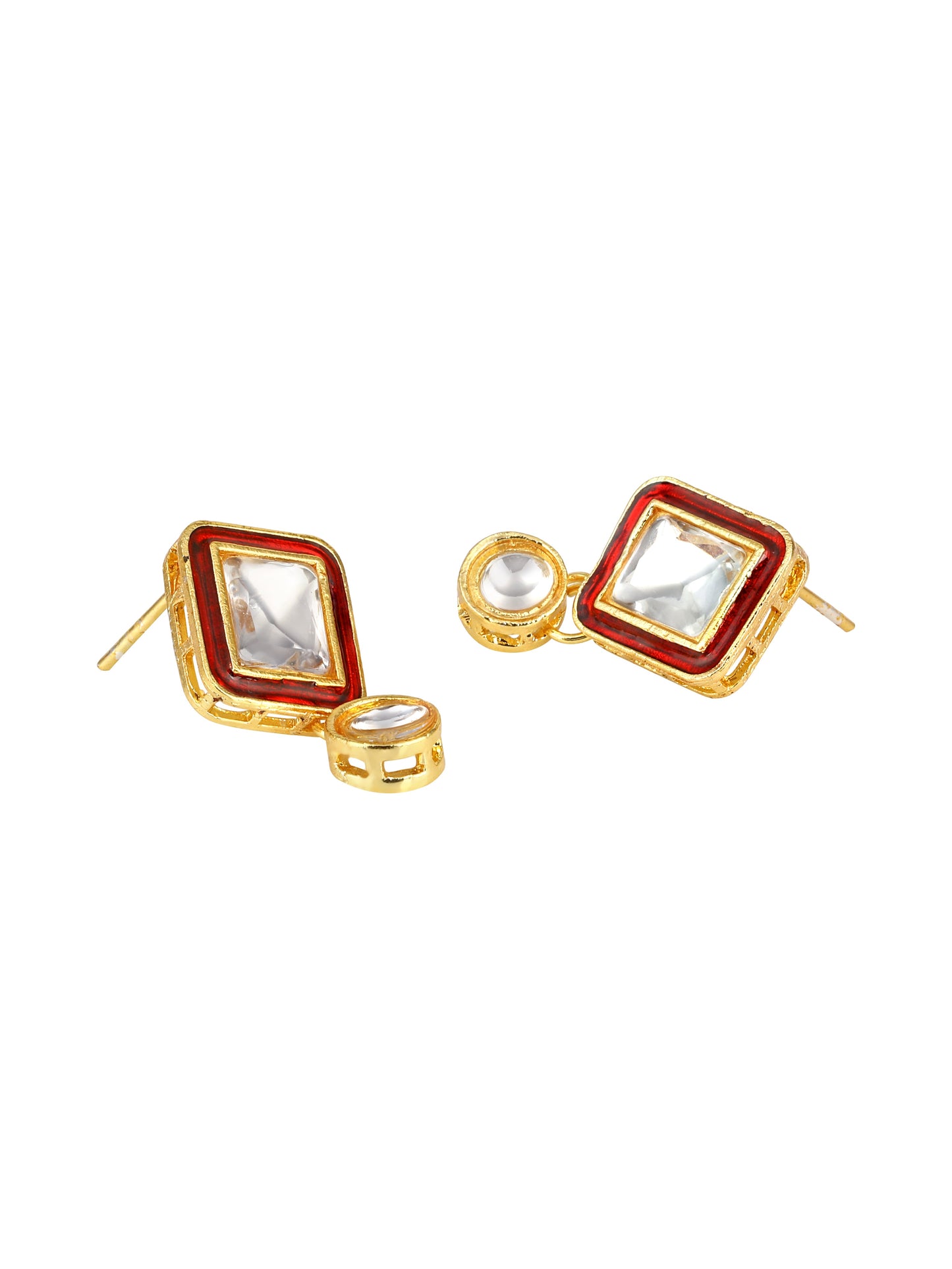 Gold-Plated Artificial Stone Necklace Set With Drop Earring