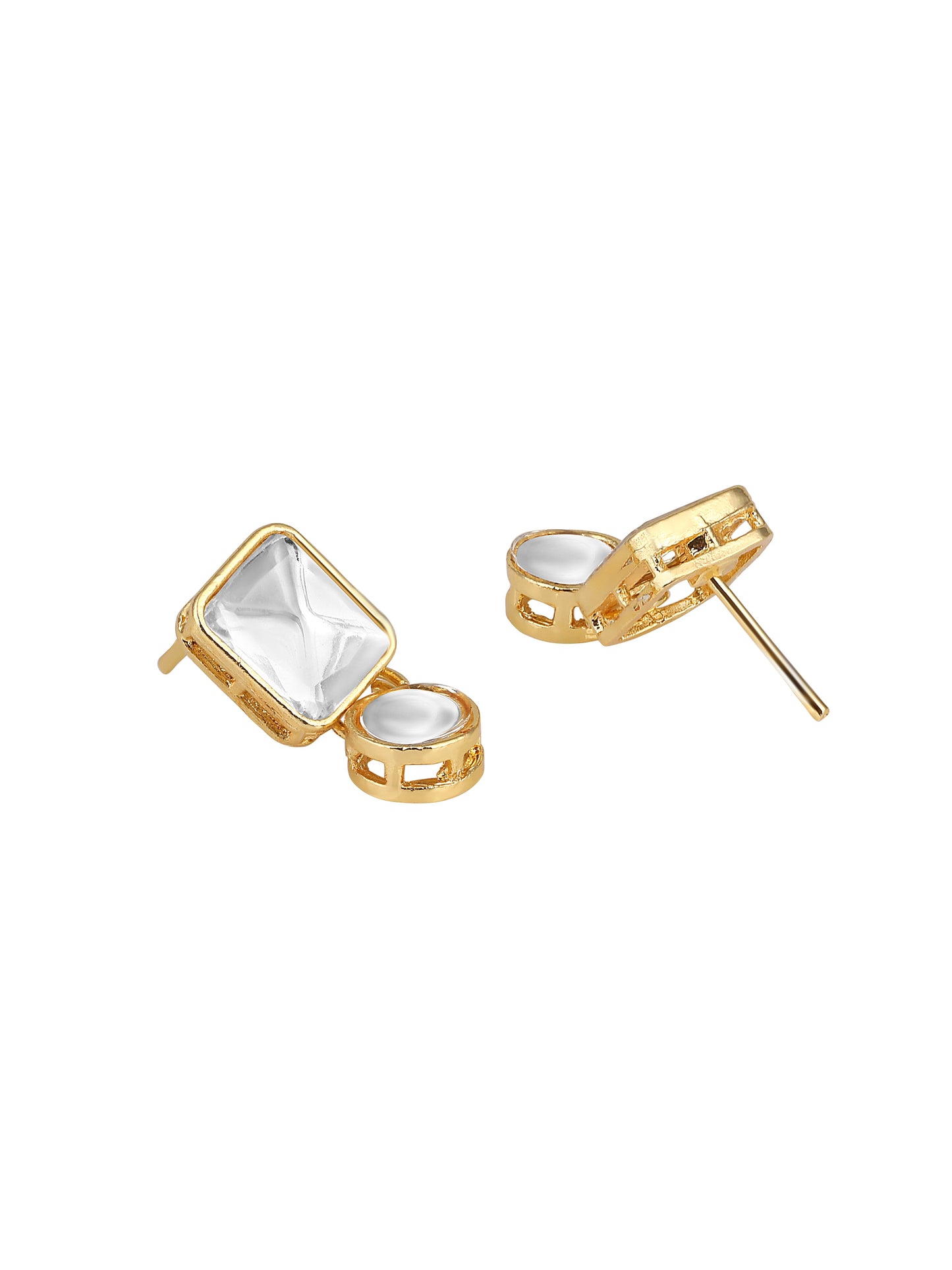 Gold-Plated Artificial Stone Necklace Set With Drop Earring