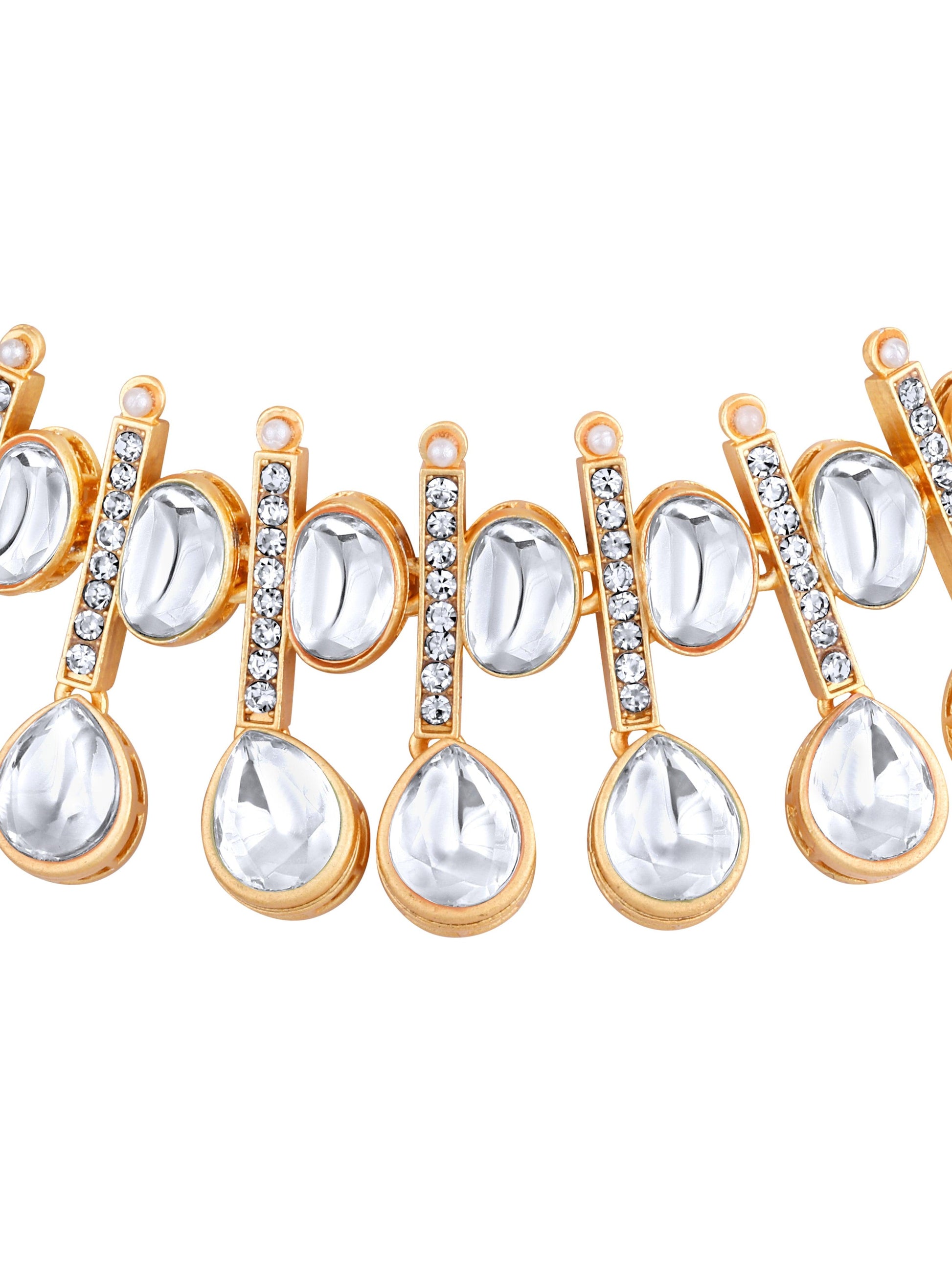 Rajwadi Style Matte Gold Plated Stone Studded Jewellery Set - ASMITTA Jewellery