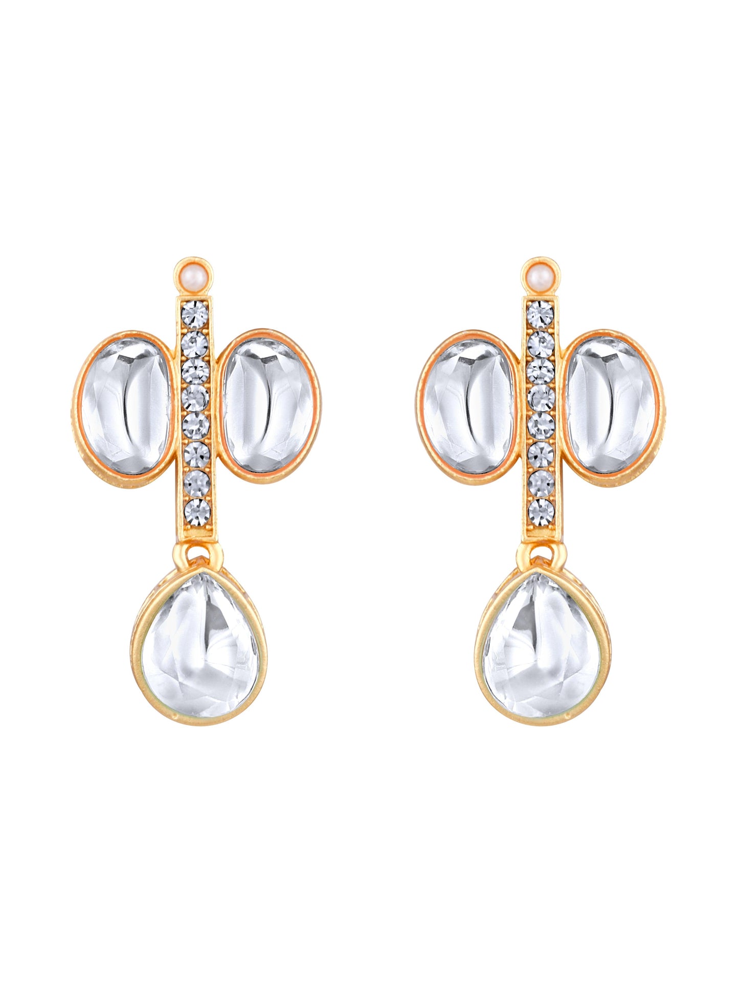 Rajwadi Style Matte Gold Plated Stone Studded Jewellery Set - ASMITTA Jewellery