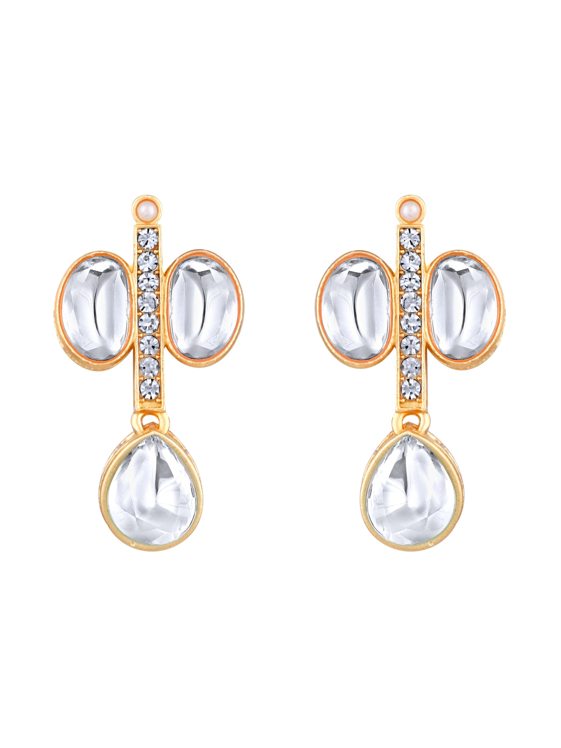 Rajwadi Style Matte Gold Plated Stone Studded Jewellery Set - ASMITTA Jewellery