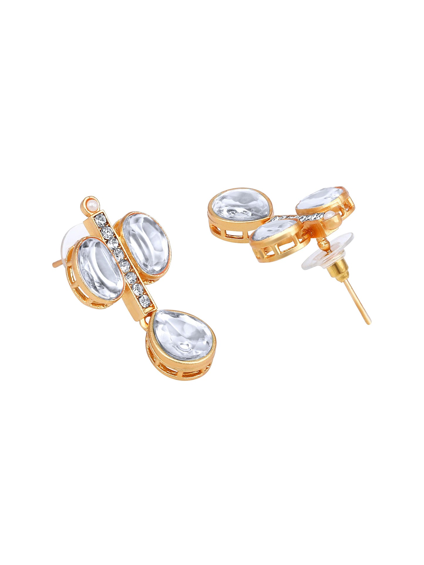 Rajwadi Style Matte Gold Plated Stone Studded Jewellery Set - ASMITTA Jewellery