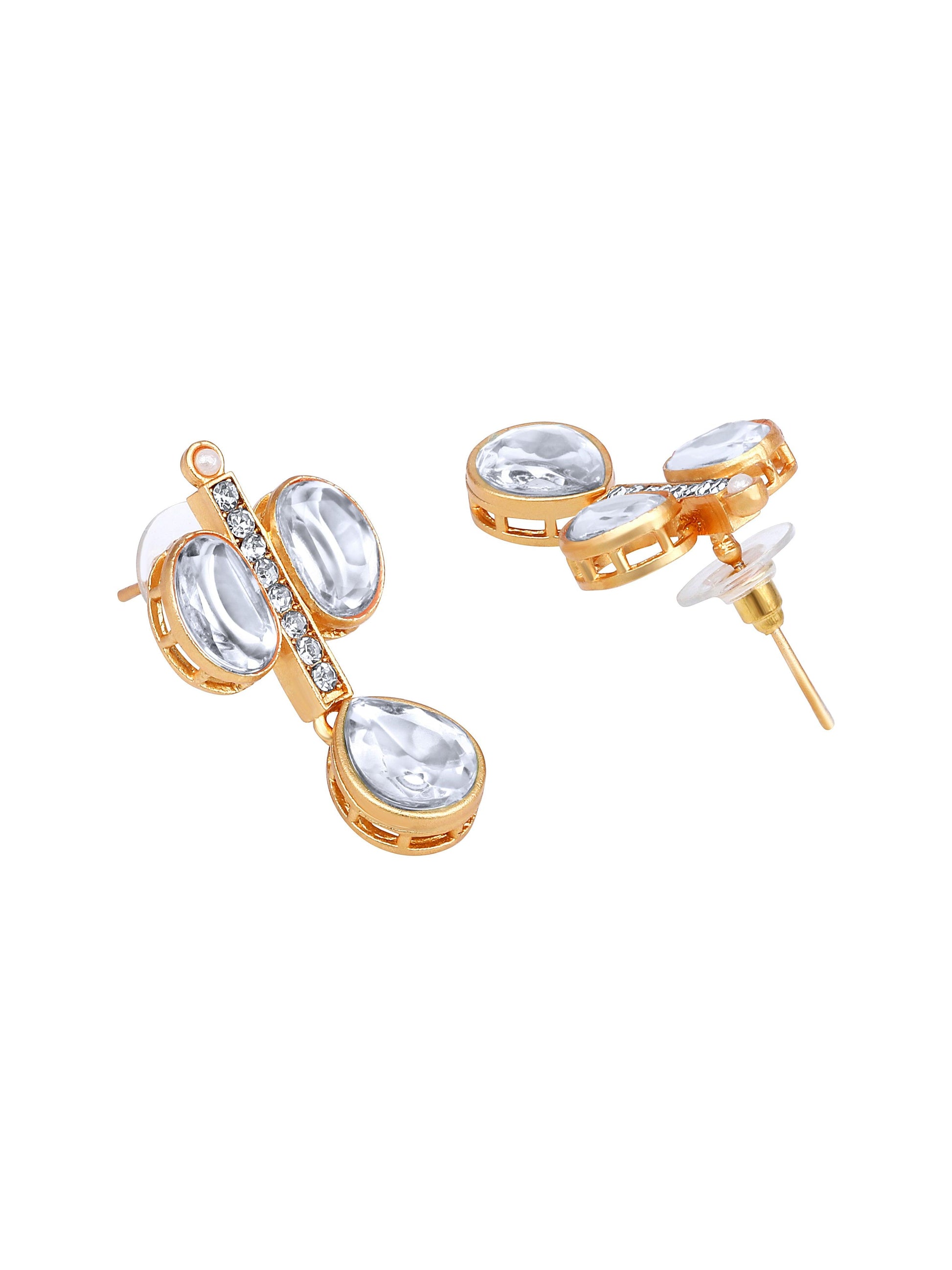 Rajwadi Style Matte Gold Plated Stone Studded Jewellery Set - ASMITTA Jewellery