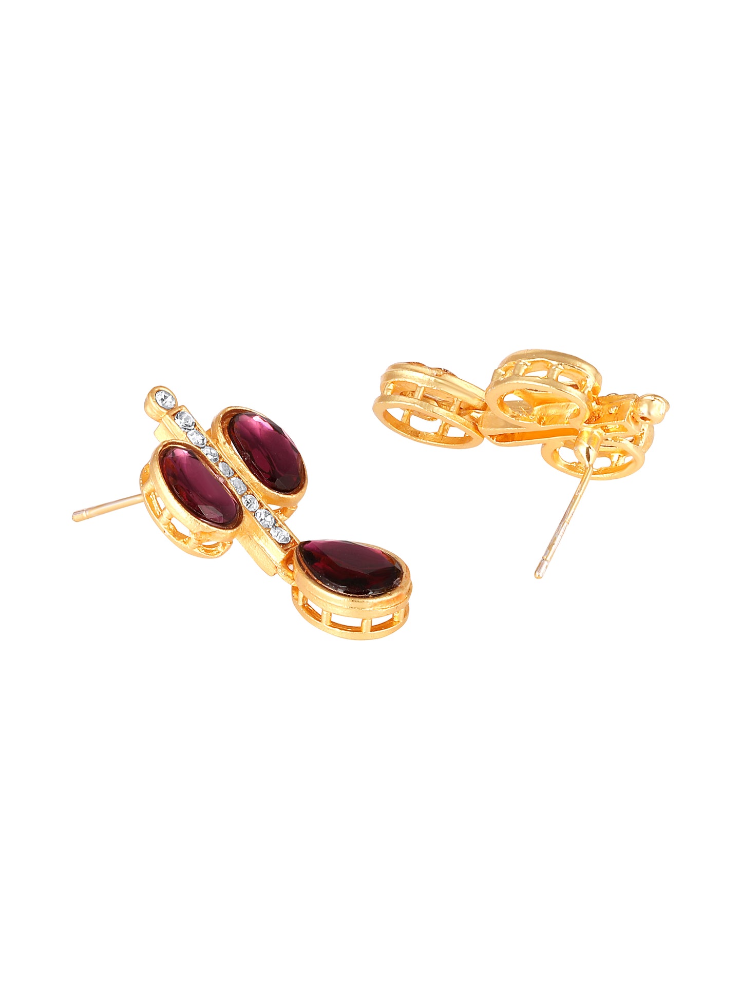 Maroon Choker Set with Gold Plating and Matching Earrings – Asmitta Jewellery for Women