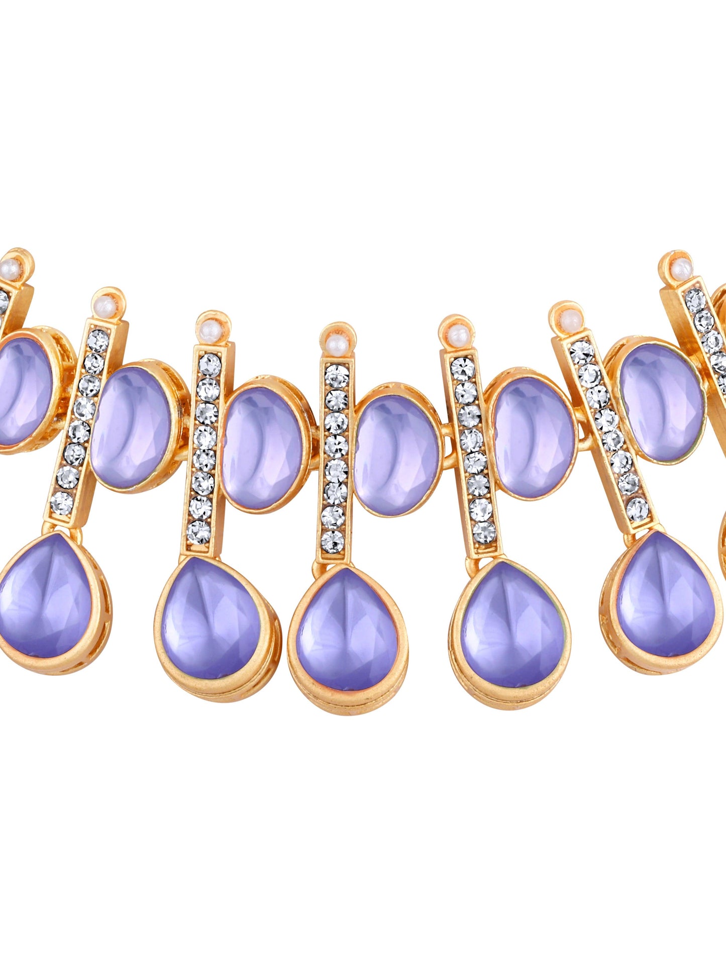 Rajwadi Style Matte Gold Plated Purple Stone Studded Jewellery Set - ASMITTA Jewellery