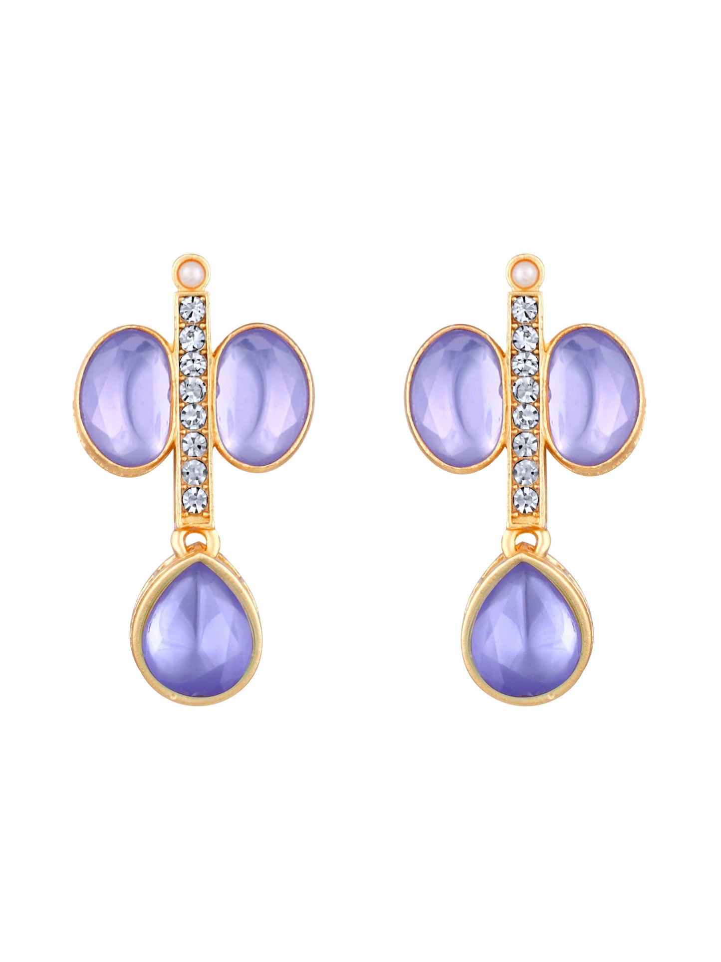 Rajwadi Style Matte Gold Plated Purple Stone Studded Jewellery Set - ASMITTA Jewellery