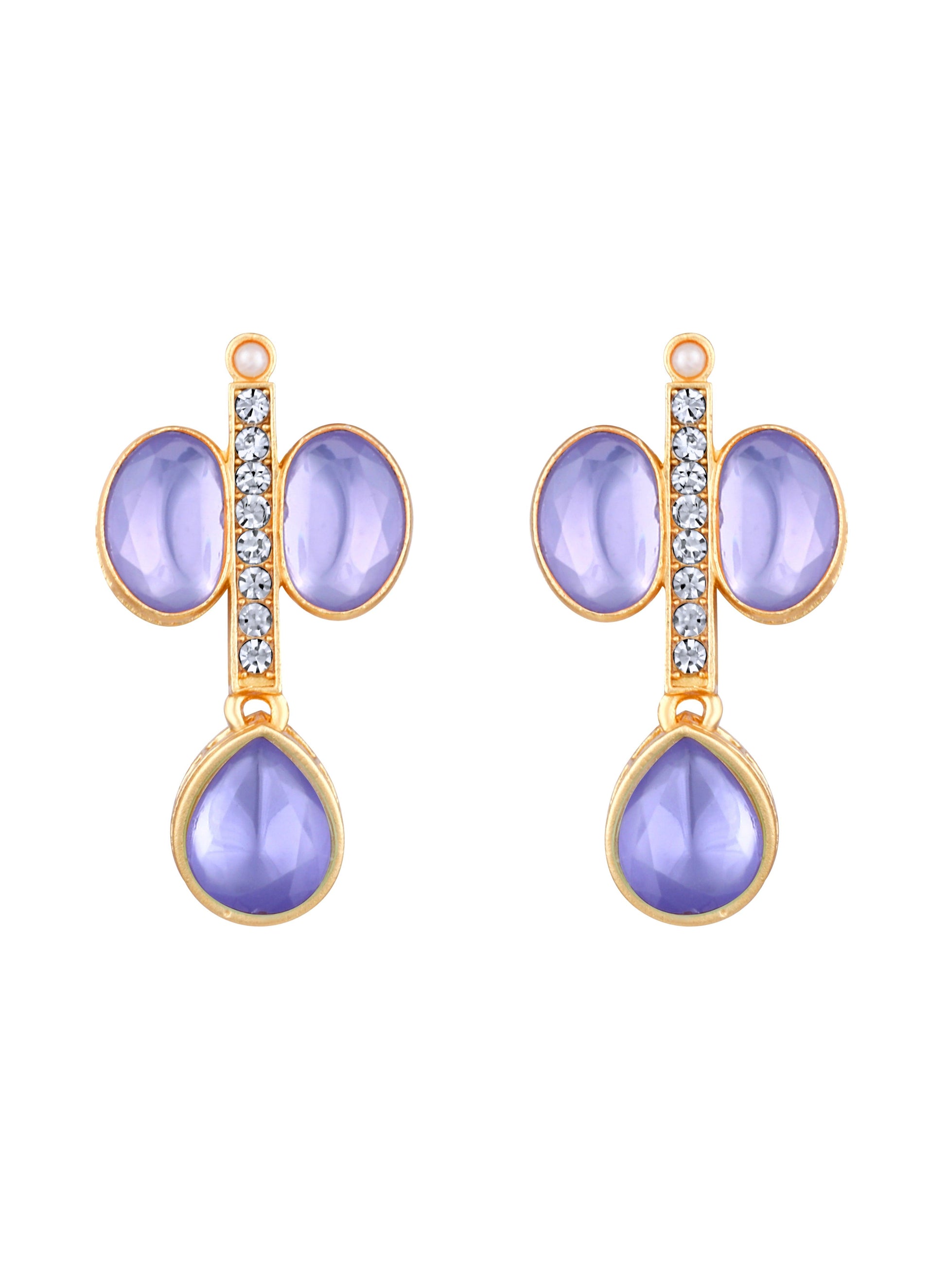 Rajwadi Style Matte Gold Plated Purple Stone Studded Jewellery Set - ASMITTA Jewellery