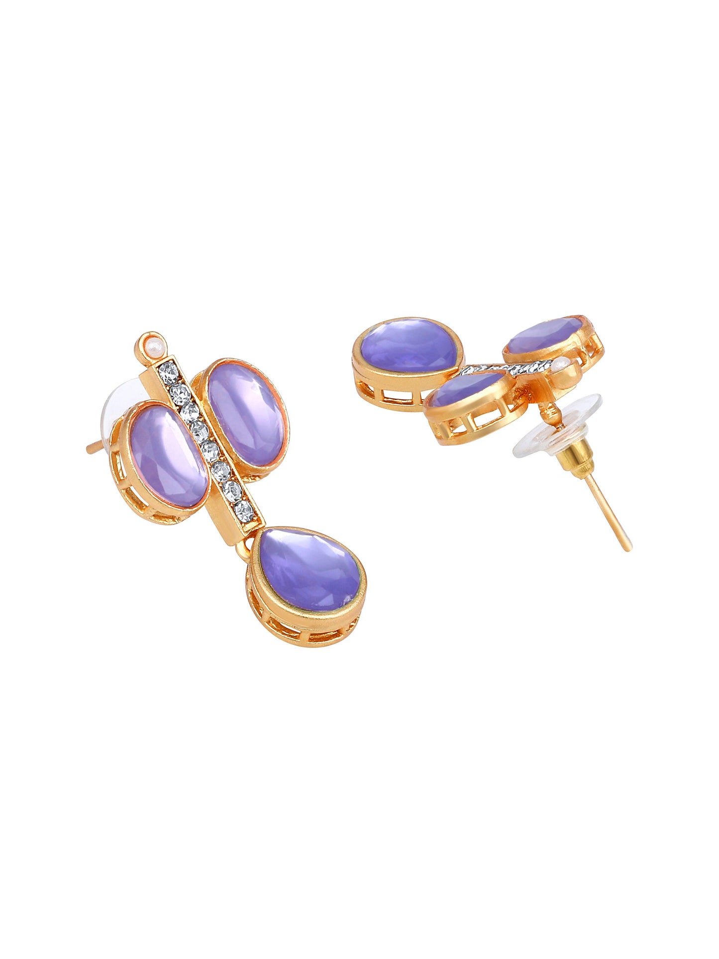 Rajwadi Style Matte Gold Plated Purple Stone Studded Jewellery Set - ASMITTA Jewellery
