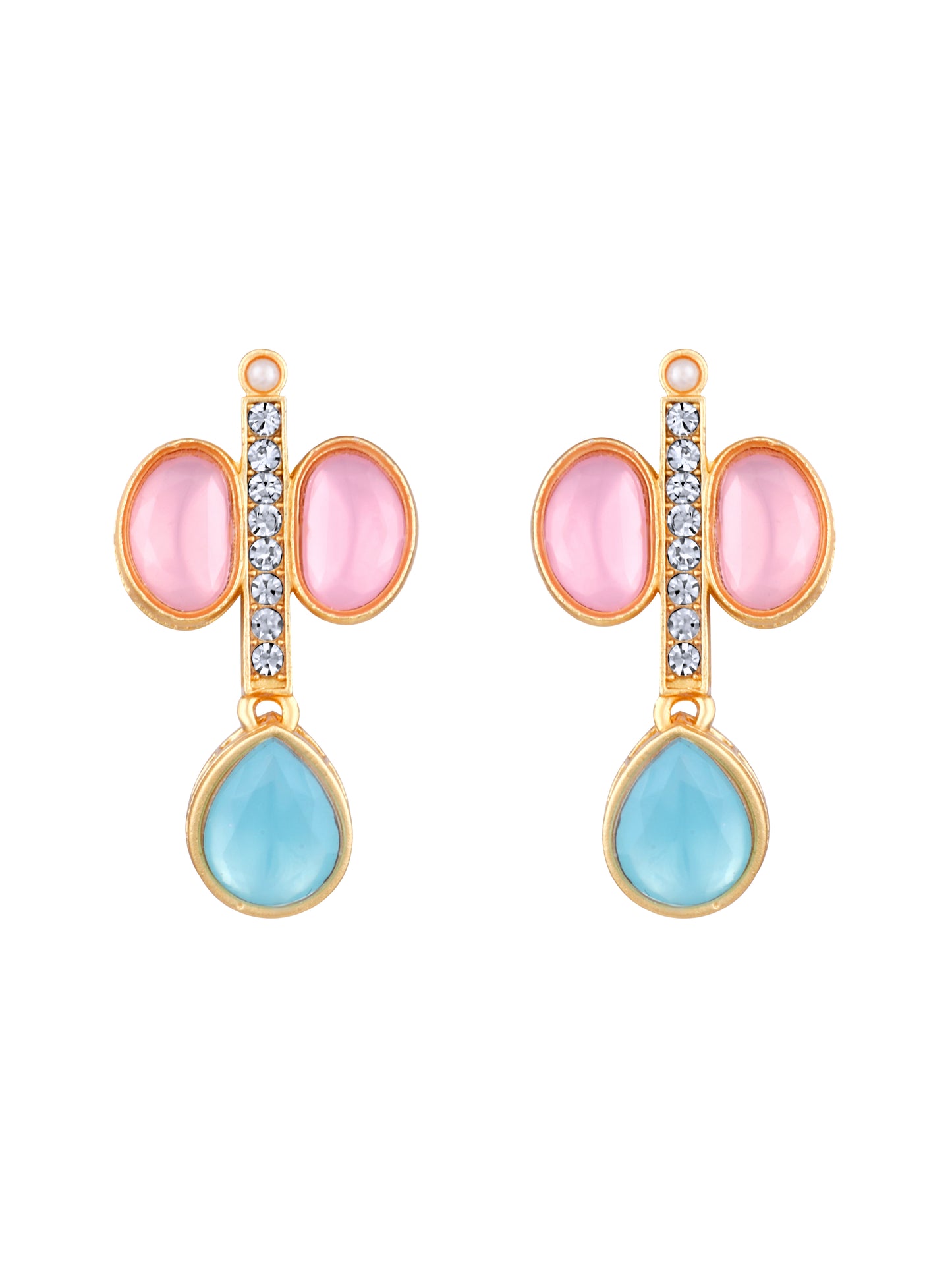 Rajwadi Style Baby Pink And Blue Stone Studded Set