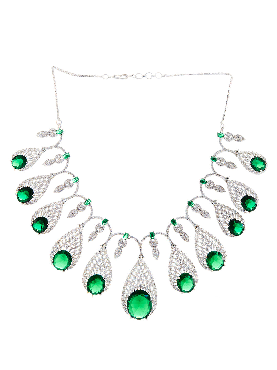 Rhodium-Plated Cubic Zirconia-Studded Bridal Statement Jewellery Set